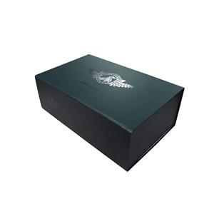 Custom Brand Full Black Glossy UV Coating Collapsible box Magnetic Closure Rigid Folding Paper Gift Box