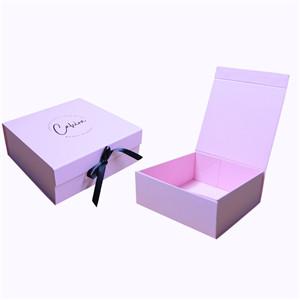 Custom Colorful Elegant Flip Ribbon Gift Box Foldable Cardboard Skin Care Paper Box Blue Magnetic Apparel Gift Box Packaging