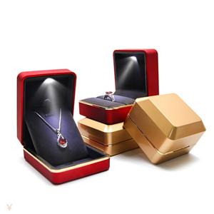 Gold Luxury Custom Logo eco pull out drawer double ring necklace boxes jewellery boxes packaging