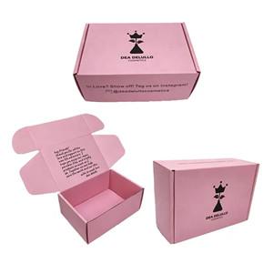 Custom Brand Logo Printing Pink Custom Corrugated Shipping Box Pink Color Logo Print Locking Mailer Packaging Mailing Box