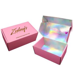 Customized cosmetics holographic  mailer corrugated package carton paper shipping box for perfume