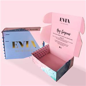 Exquisite top-end customized logo pink corrugated gift  paper mailer box packaging with gloss lamination