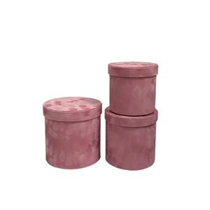 Luxury Forever Rose Anniversary Cylinder Hat Boxes With Lid  Pink Velvet Tall Round Circle Portable Flower Gift Packing Box Sets