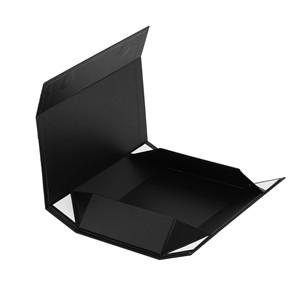 Black Plain Printed Magnetic Closure Flap Elegant Bespoke Paper Cardboard Gift Boxes With Hinged Lid