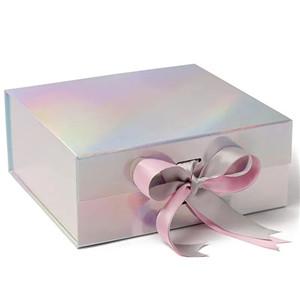 Custom Printed Luxury Rigid Glitter Paper Cosmetic Holographic Packaging Box Hair Care Package Wig Skin Care Packaging