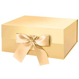 Luxury Customized Heavy Duty Luxurious Lingerie Big Foldable Magnetic clothing Gift Box With A Ribbon