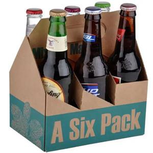 Custom Logo Cardboard Six Pack Wine Box Carrier Wholesale Cheap Portable Handle Corrugated Paper Packaging 6 Bottle Beer Carrier