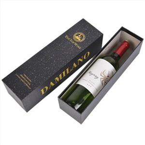 Custom black single wine bottle packaging folding luxury gift box for champagne red wine