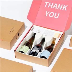 High quality 3 bottle magnetic box wine glass packaging paper gift box with dividers