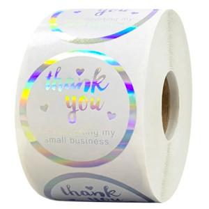 Custom Printed Roll Thank You Adhesive Paper Sticker for Supporting Small Business Round 500 PCs Label Stickers