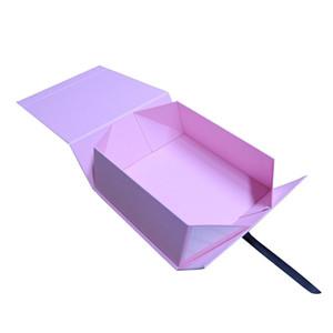 Small batch Can Be Customized Pink Magnetic Closure Folding Gift Box with Ribbon Wedding Gift Packaging Paper Box