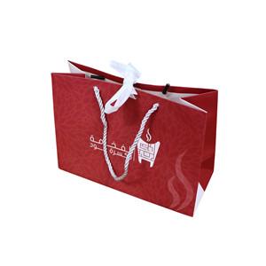 Factory Price Custom Logo Printed Pink Packaging Paper Bag With Handle And Ribbon gift shopping bag